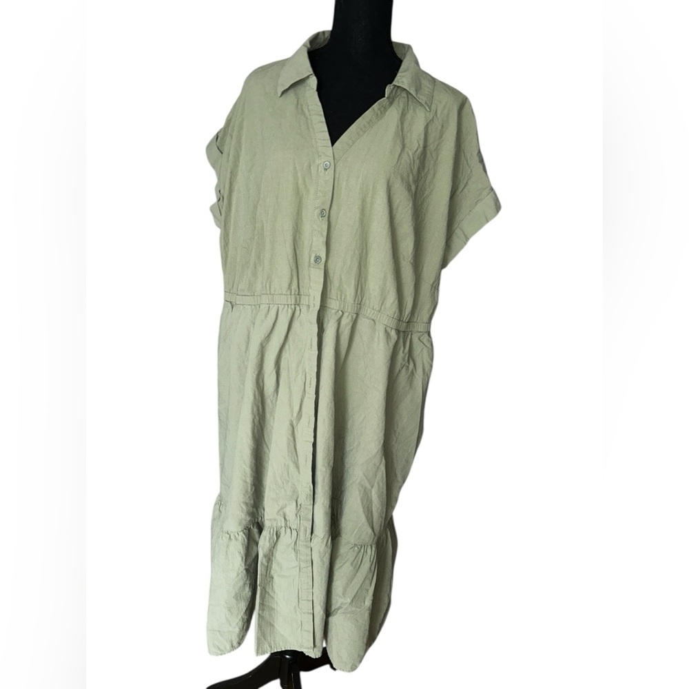 Olive Green Women's Button-Up Dress